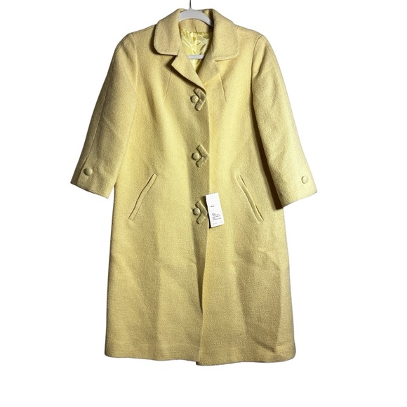 NWT VTG Stevens Forstmann Deadstock 60’s Yellow Wool Trench Coat for Women SZ S - Picture 1 of 8